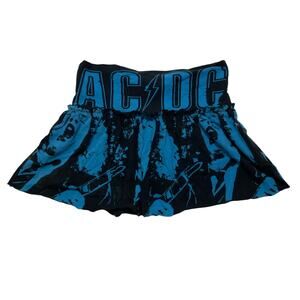 VTG 90's Y2K 00's Rare Glamhead ACDC Blue Black Graphic Mini Skirt M
